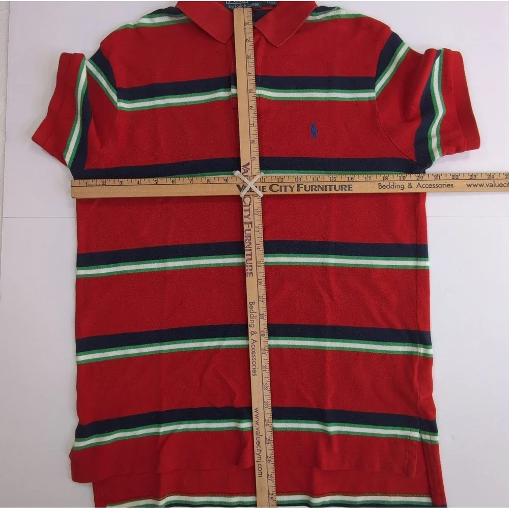 VTG Polo Ralph Lauren Striped Custom Fit Polo Shirt Men's Size Large READ SIZING